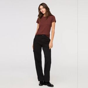 NWT DUER LuxTwill High Rise Wide Leg Black Stretch Cargo Pants. 32x28